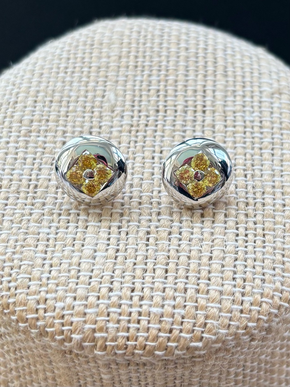 Sterling Silver Yellow Cubic Zirconia Stud Earrings - Women's Jewelry